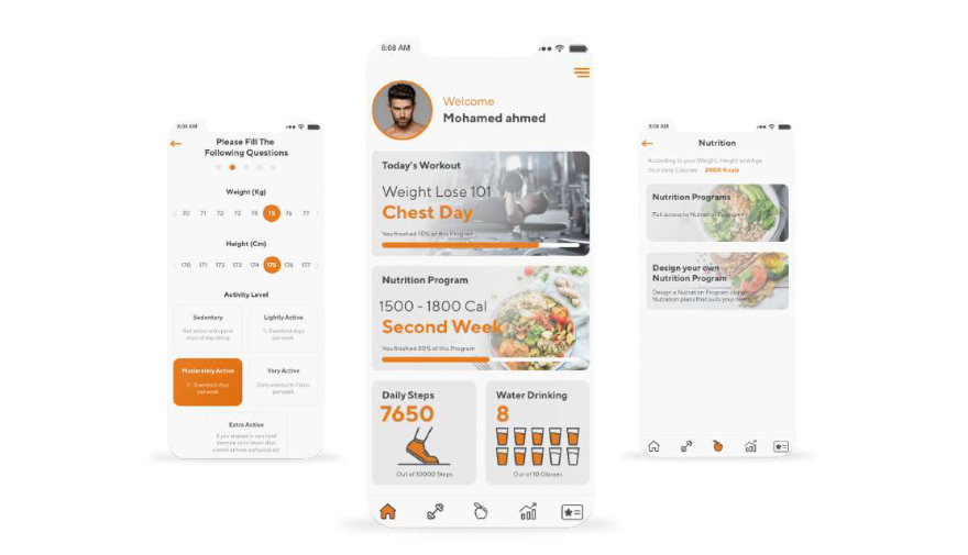 SAI GYM AI fitness app screens