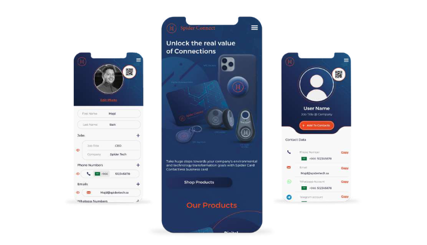 Spidertech Connect app screens
